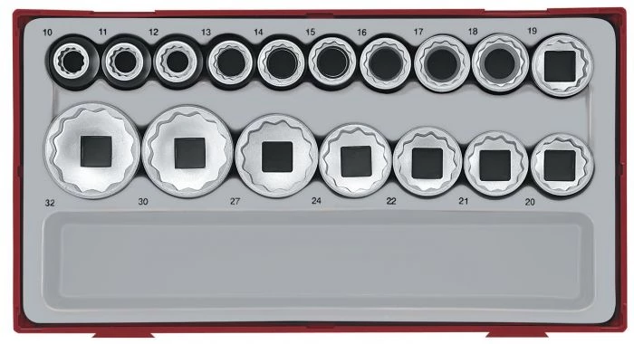 Tengtools TT1217 Set de 17 douilles - MM - 1/2" - 3570207 1 Tengtools TT1217 Set de 17 douilles - MM - 1/2" - 3570207